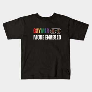 Gaymer Mode Enabled - horizontal featuring controller Kids T-Shirt